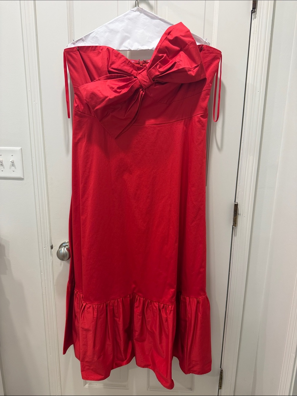 Hitch by Anthropologie Strapless Red Dress with Statement Bow